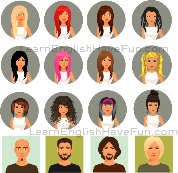 Jpg Stock English Care Vocabulary Colors And Styles - Hair Color Pictures Cartoon Clipart (614x596), Png Download