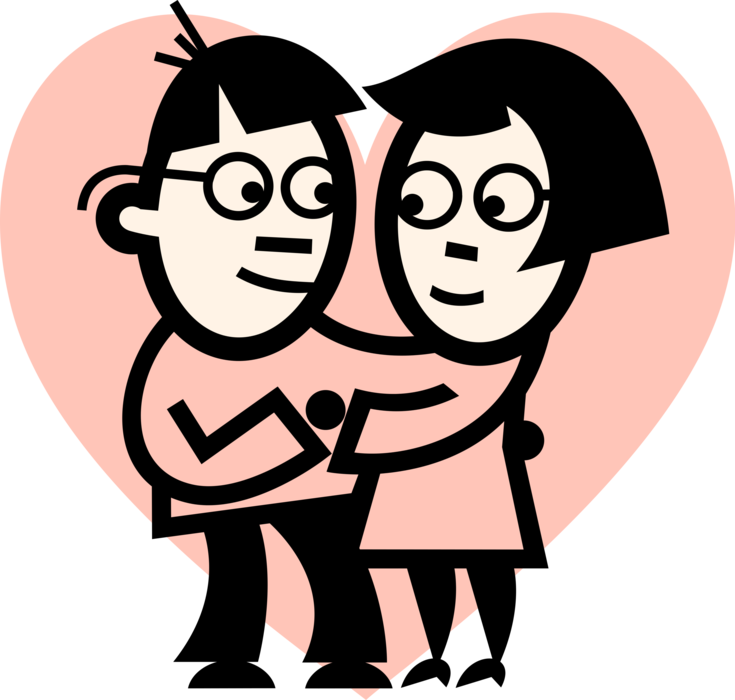 Vector Illustration Of Romantic Couple In Relationship - People Shaking Hands Clip Art - Png Download (735x700), Png Download