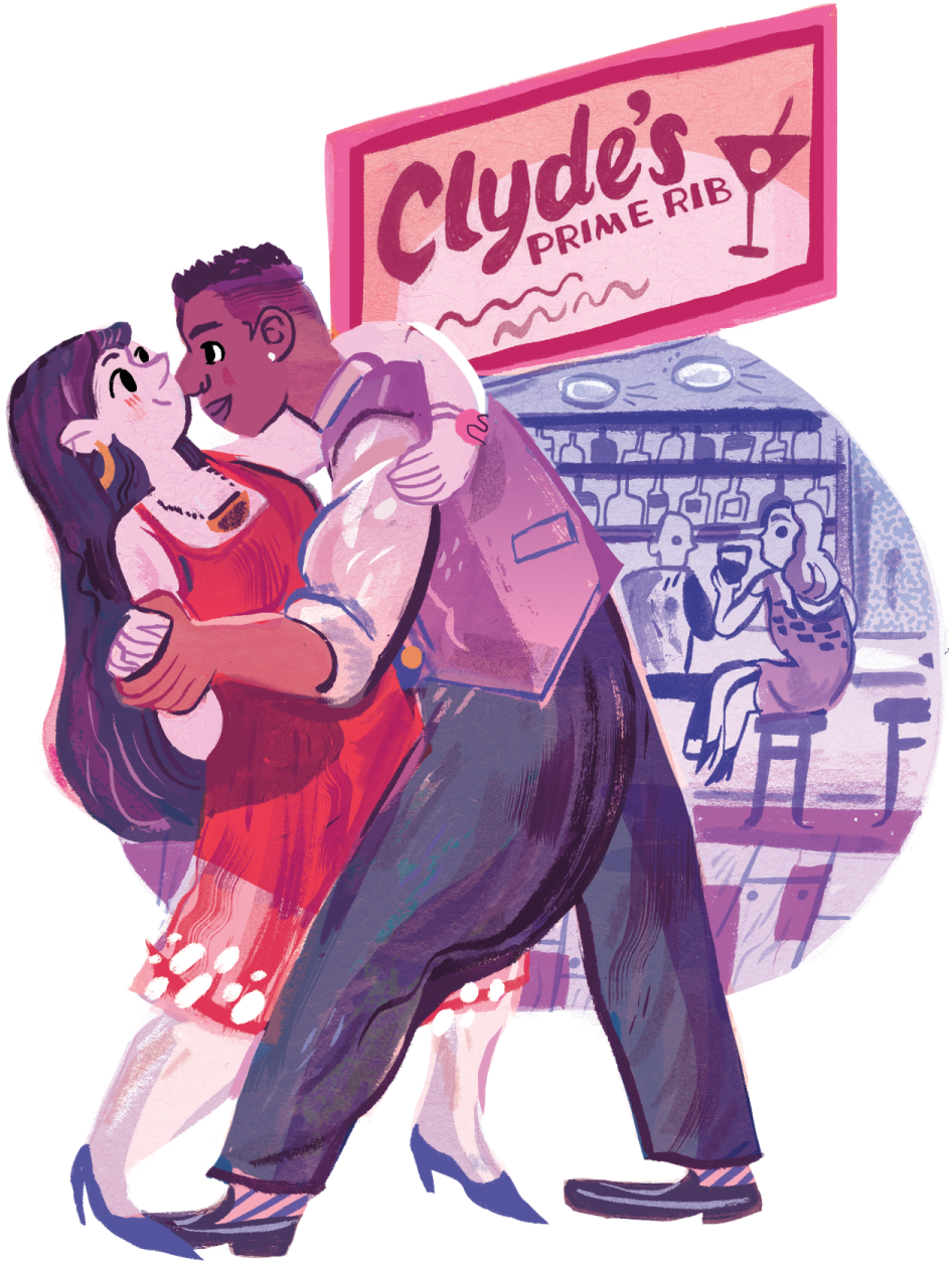 0218 Dates Romantic Clyde S D03dqp - Cartoon Clipart (1080x1296), Png Download