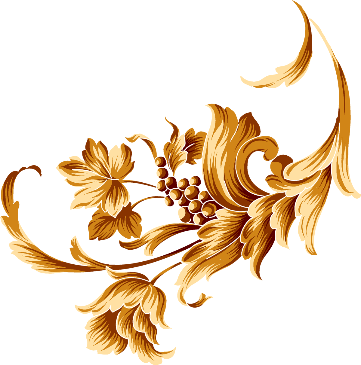 Golden Flowers 3d Resolution Pix Wallpaper V 0 7 Png - Golden Flower Design Png Clipart (1200x1215), Png Download