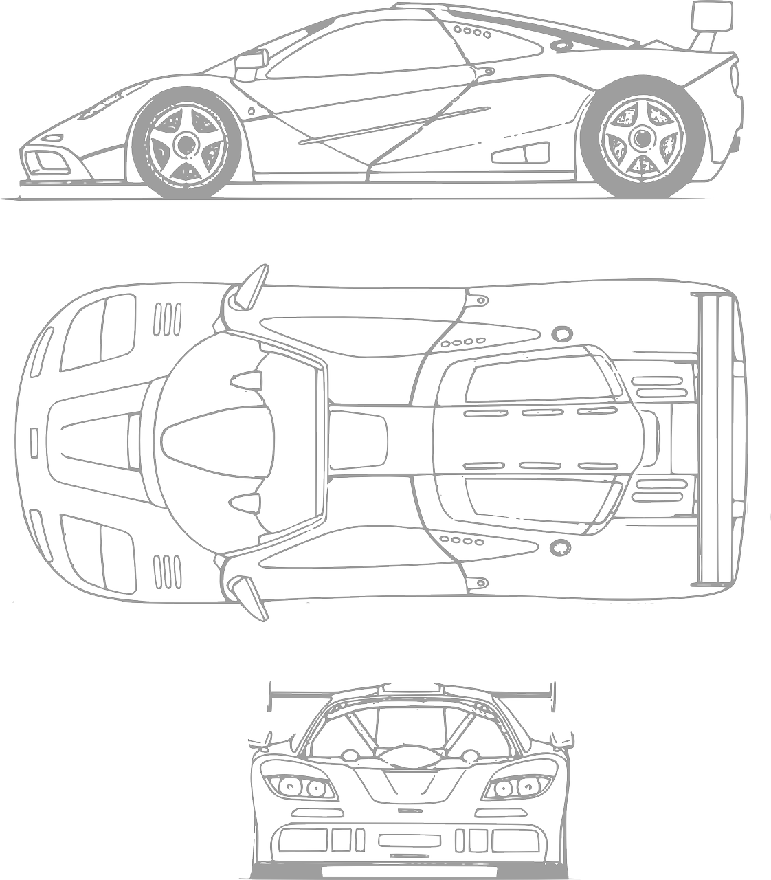 Ferrari Car Transportation - Bottom Car Blueprint Sketch Clipart (1122x1280), Png Download