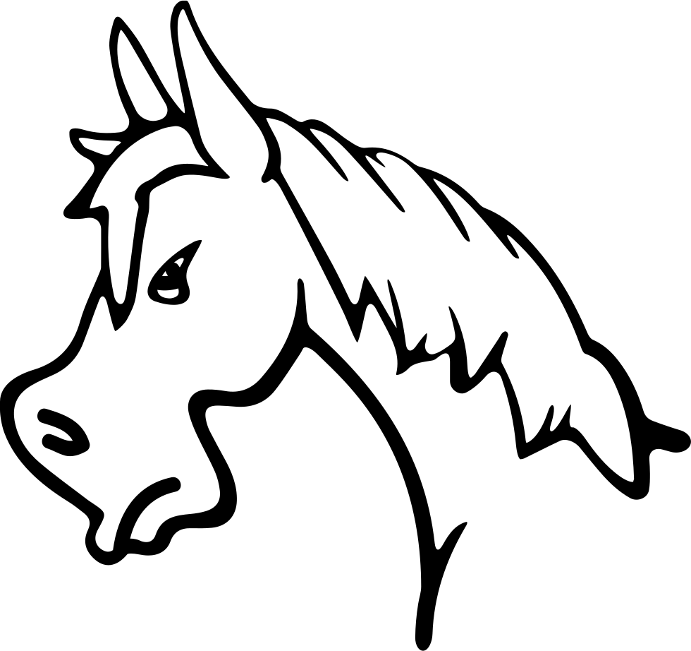 Angry Horse Face Side View Outline Comments - Cara De Caballo Enojado Clipart (980x922), Png Download