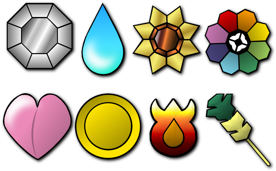 Kanto Badges Clipart (986x598), Png Download