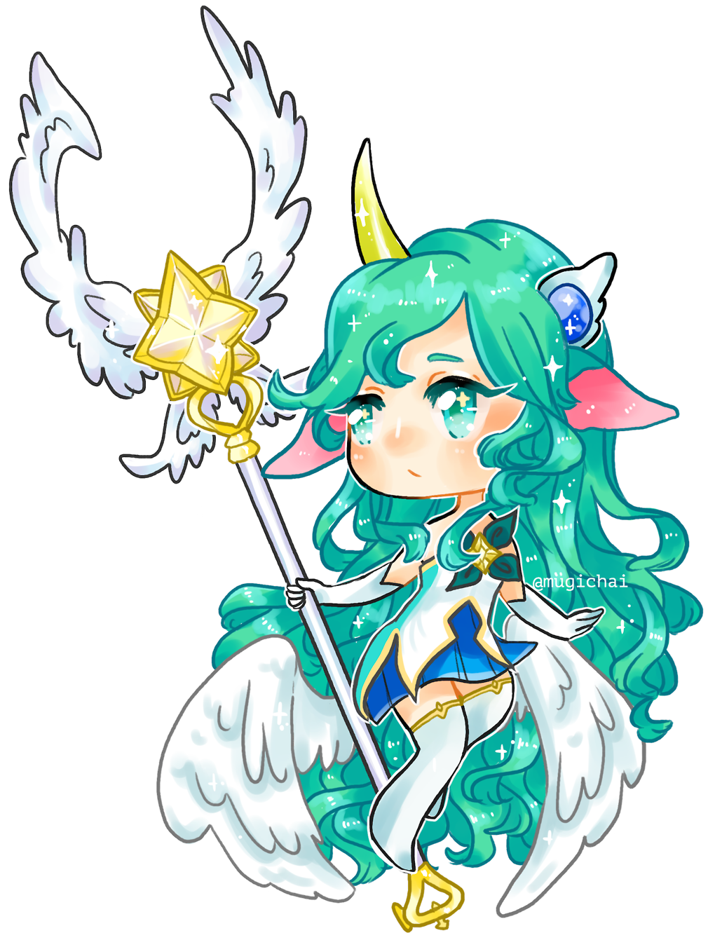 “2/2 Chibi Commission For @unseenloser , Star Guardian - Soraka Transparent Animated Clipart (1280x1617), Png Download