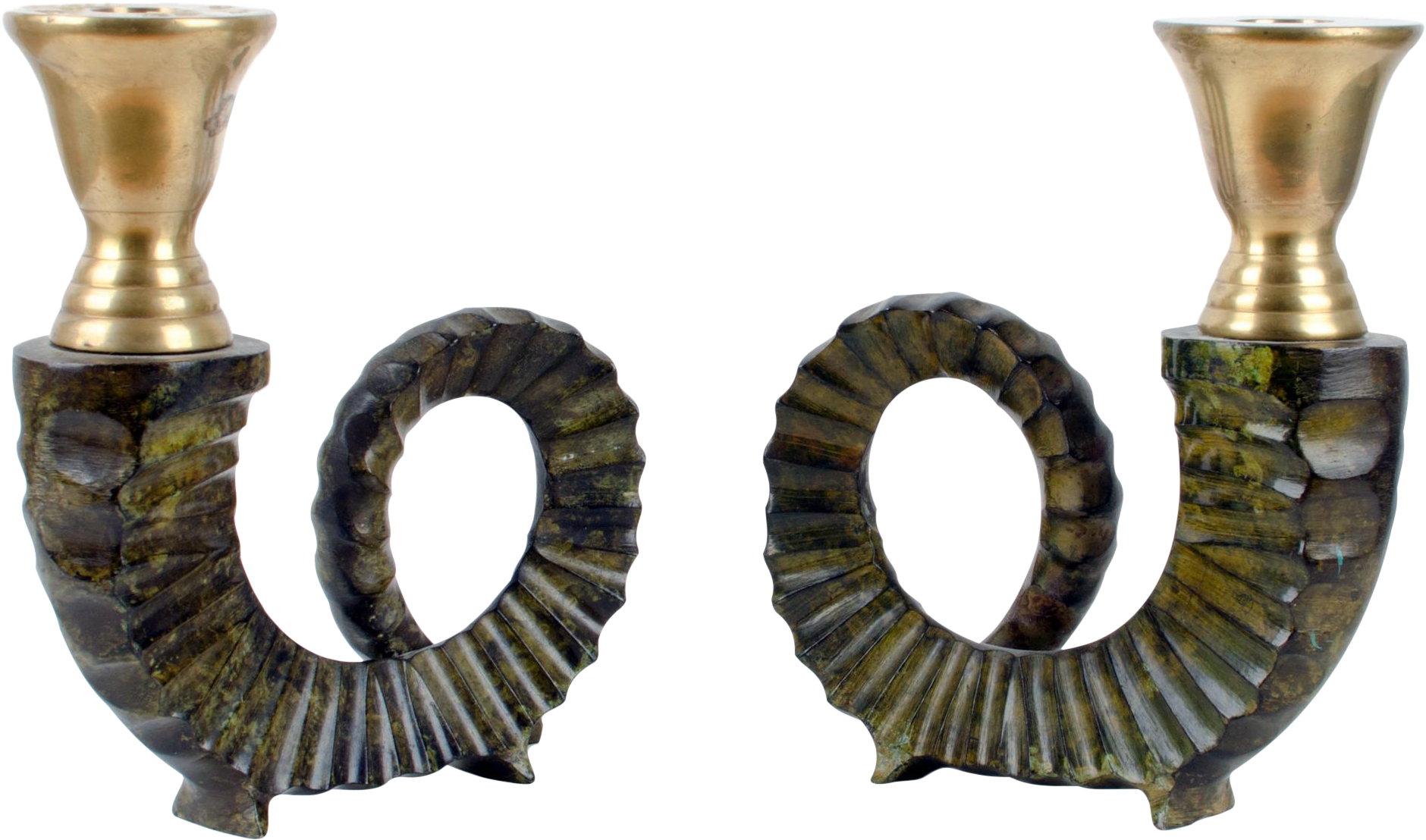 Chapman Brass Ram Horn Candle Holders - Earrings Clipart (2000x2000), Png Download
