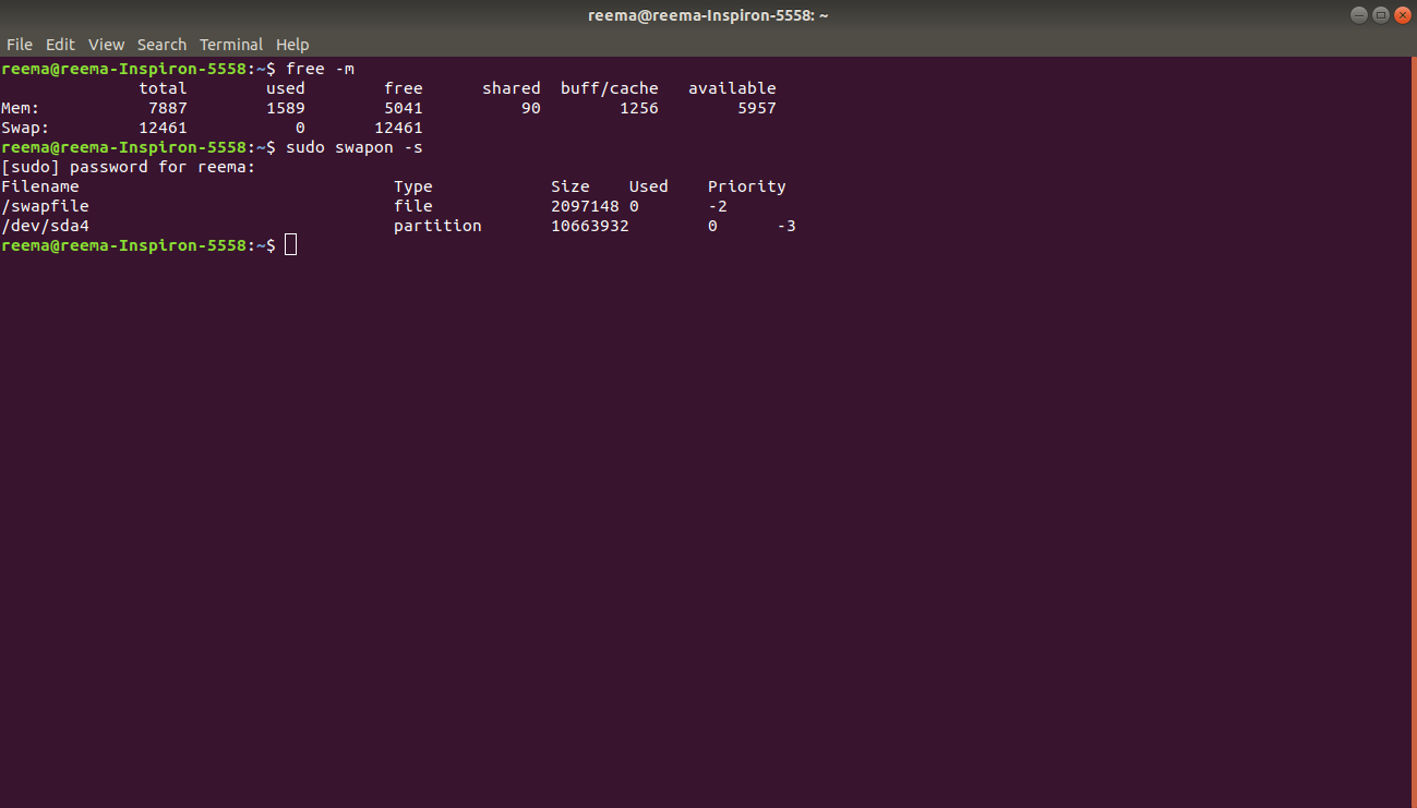I Then Checked The Size Of Swap In Terminal, Terminal - Sudo Apt Install Ubuntu Desktop Clipart (1299x741), Png Download