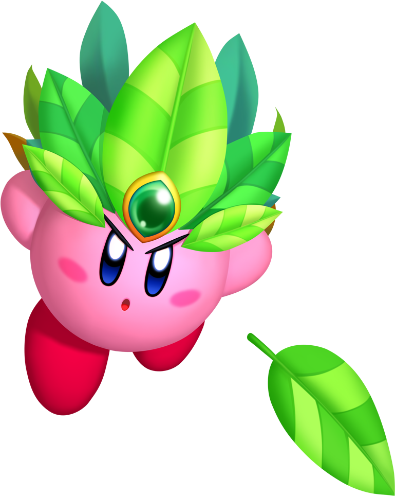 Kirby Launching Deadly Leaves From His Leaf Crown - Leaf Kirby Clipart (769x964), Png Download