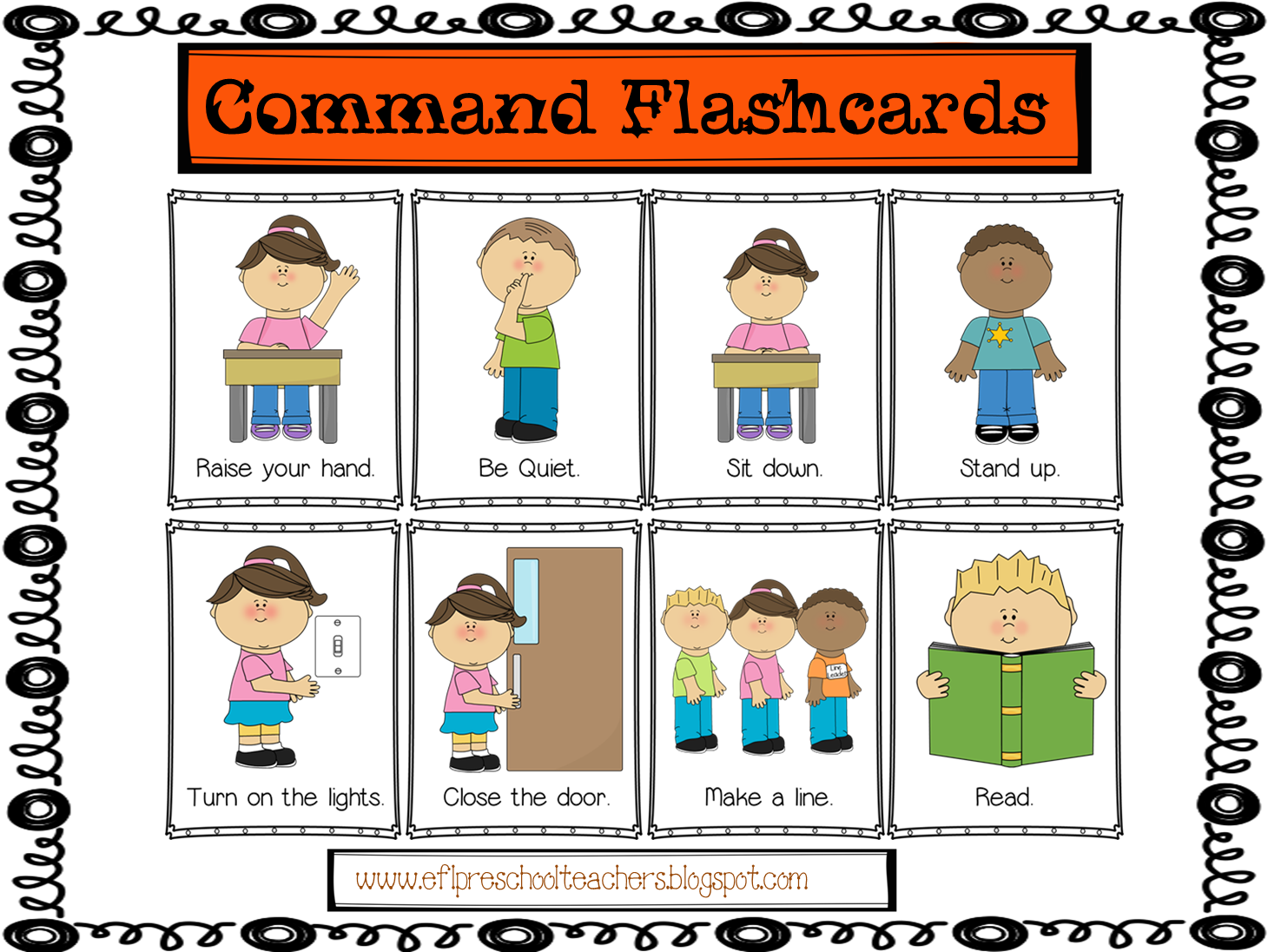 Jpg Royalty Free Esl Commands Flashcards Tpt Products - Commands In The Classroom Clipart (1500x1103), Png Download