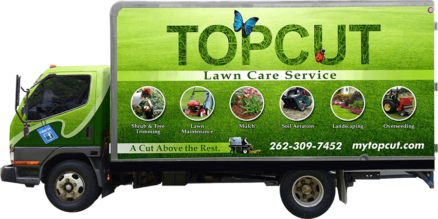 Top Cut Lawn Care Service's - Landscaping Box Truck Wraps Clipart (900x451), Png Download