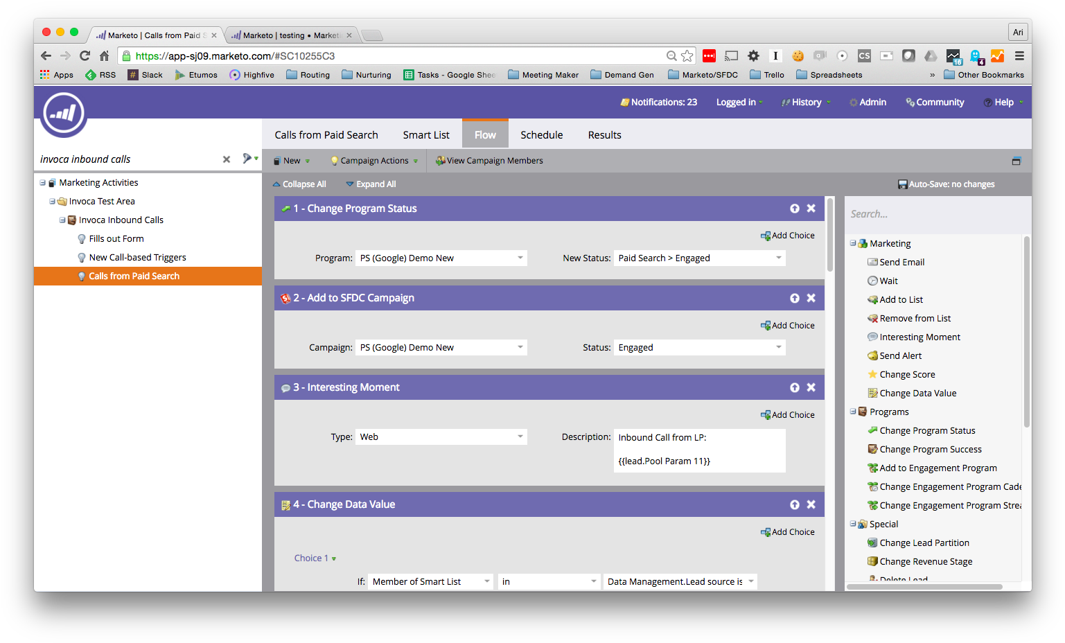 Invoca Marketo Call Tracking 07 Flow With Marketo - Social Triggers In Marketo Clipart (1552x939), Png Download