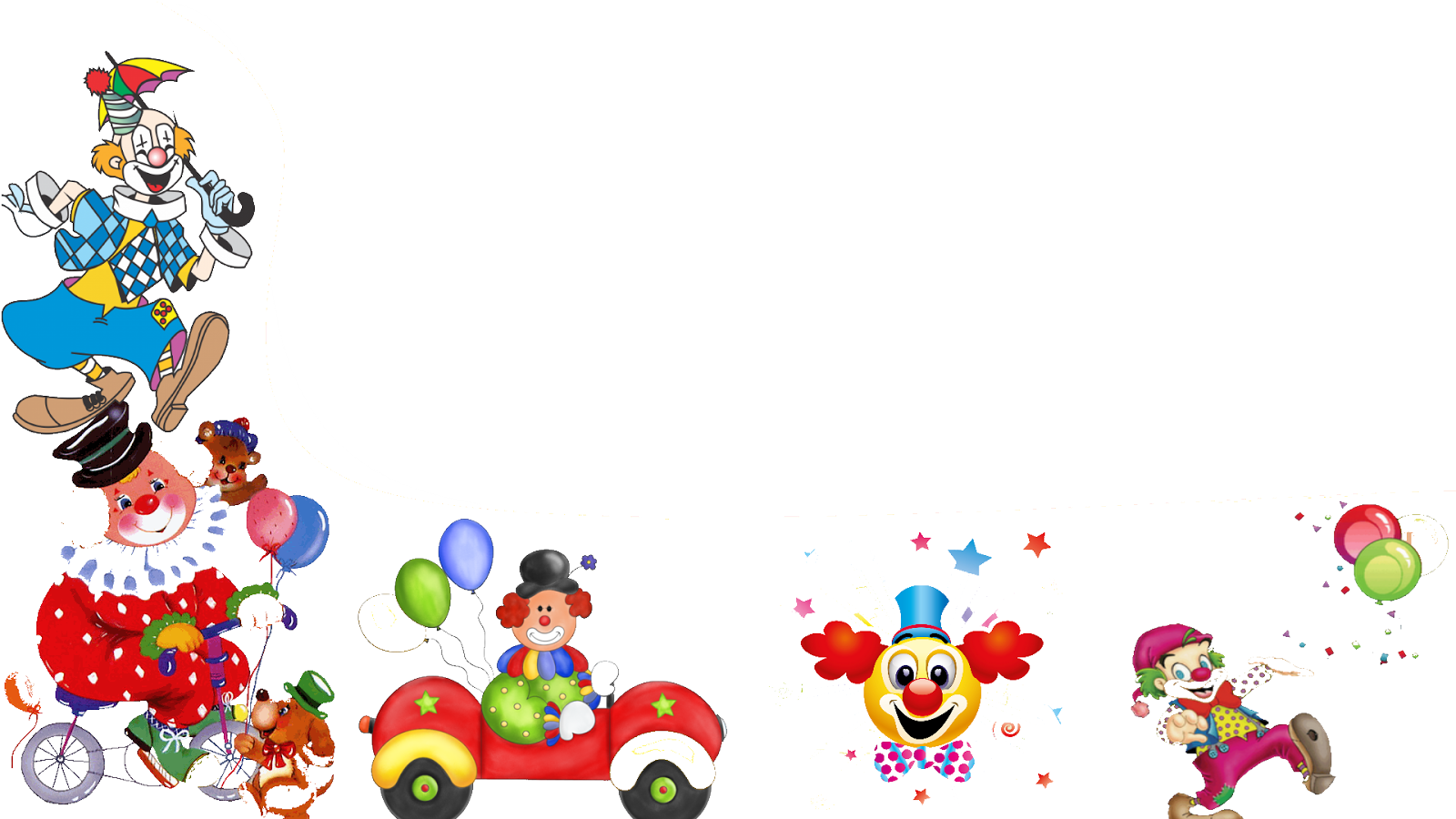 Molduras, Fundo, Adesivos, Festas, Molduras E Quadros, - Clown Clipart (1600x900), Png Download