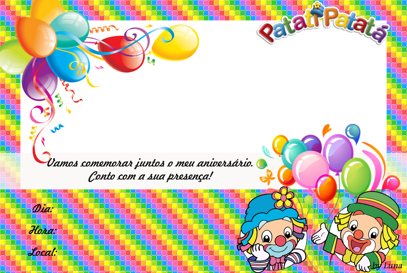 Convite Aniversário Do Patati Patatá - Birthday Clipart (1600x1074), Png Download