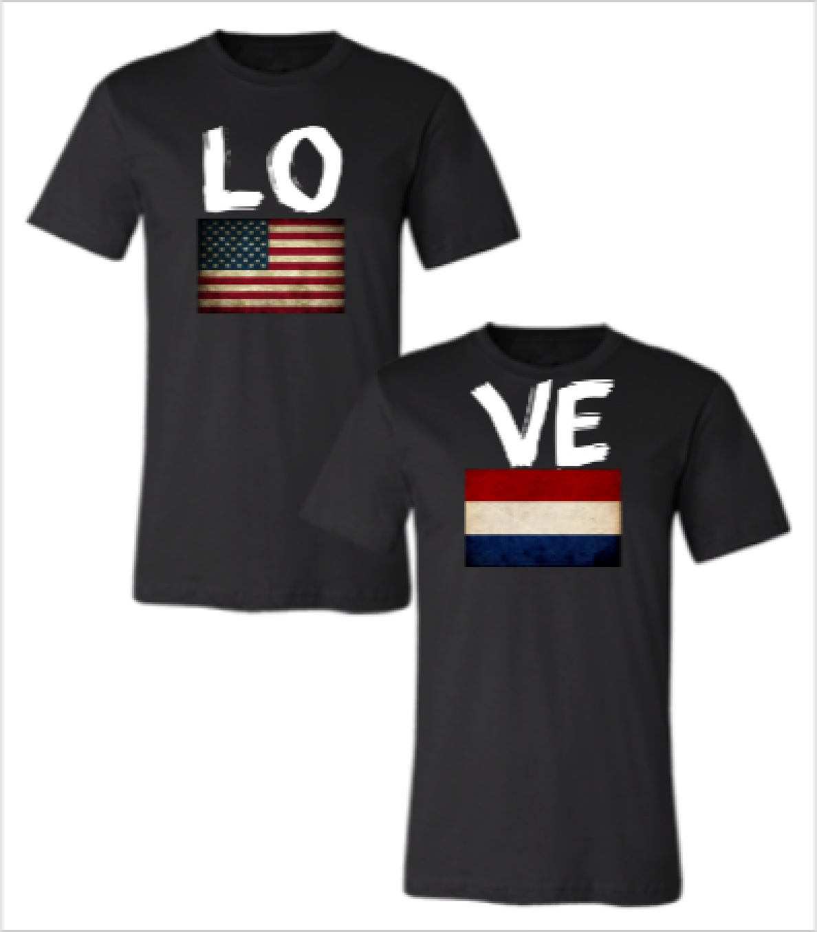 American Nether Land Love Couple Design - Love Him I Love Her Couple Shirts Clipart (1188x1356), Png Download