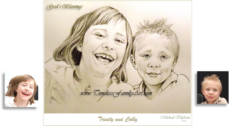 Brother Sister Portrait Pencil Drawing Trinity Colby - Sketch Clipart (796x439), Png Download