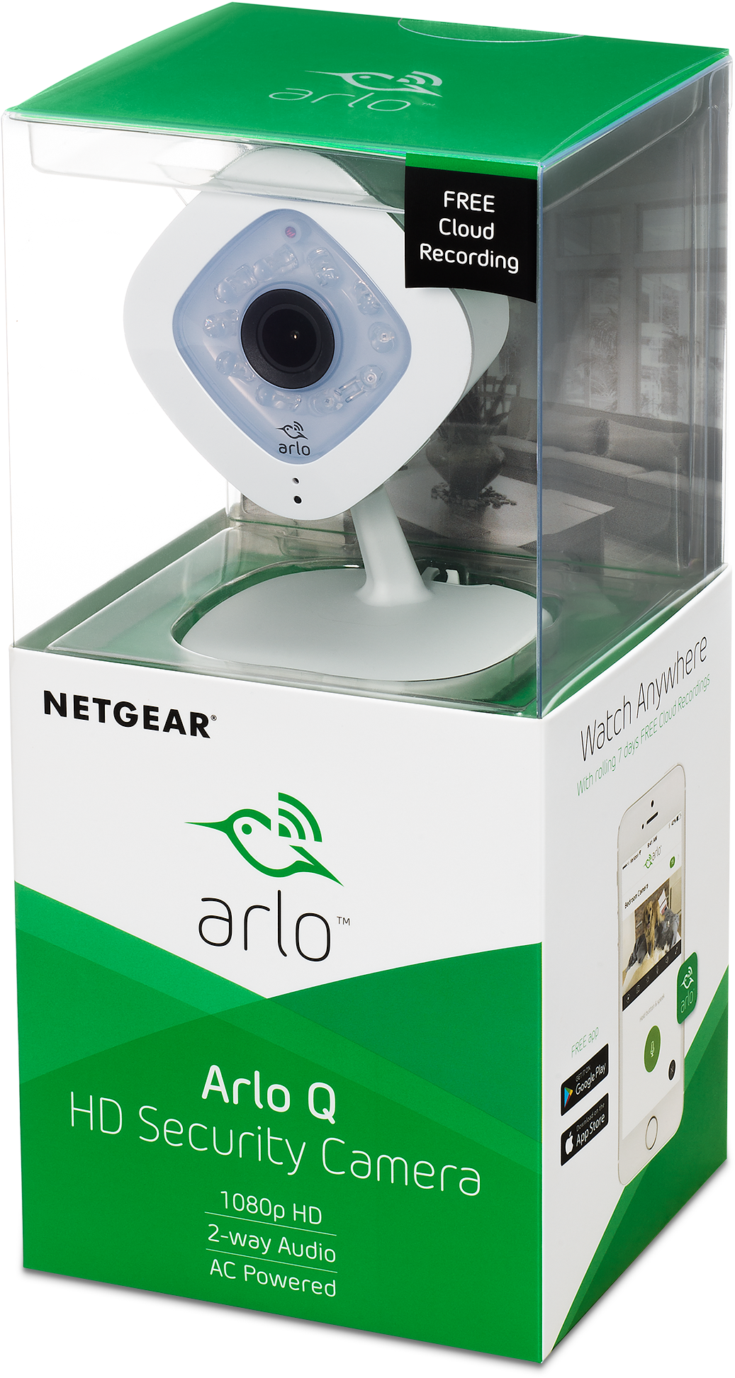 Arlo Q 1080p Hd Security Camera, 2-way Audio, Indoor - Arlo Clipart (1037x1945), Png Download
