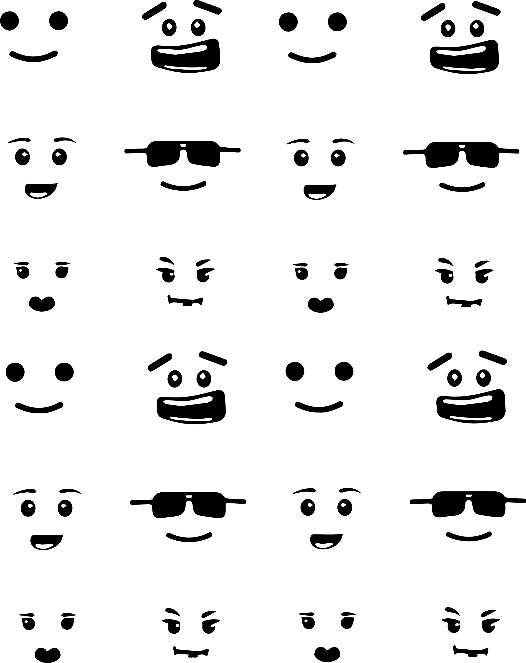 Small Lego Faces - Lego Face Black And White Clipart (2237x2821), Png Download
