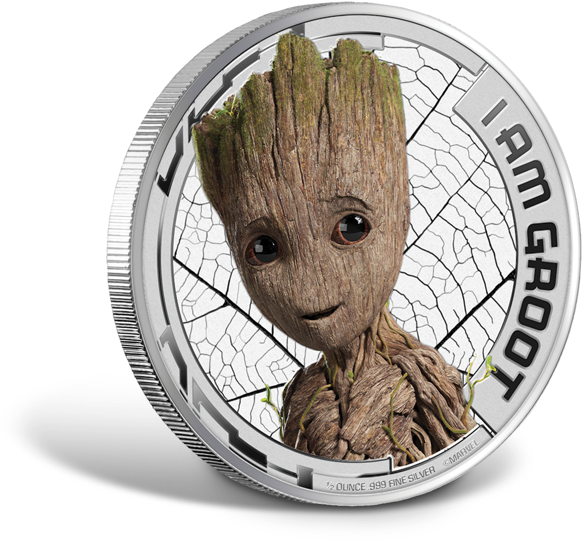 Guardians Of The Galaxy Vol - Am Groot Silver Coin Clipart (1280x1280), Png Download