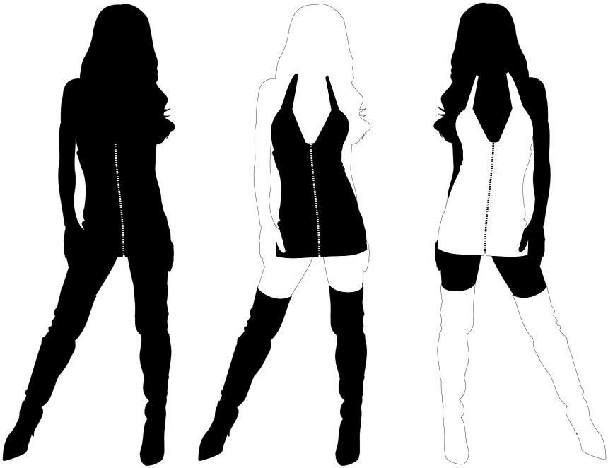 Woman The Silhouette Girl Dress Boots Pins - Girl With Boots Silhouette Clipart (960x715), Png Download
