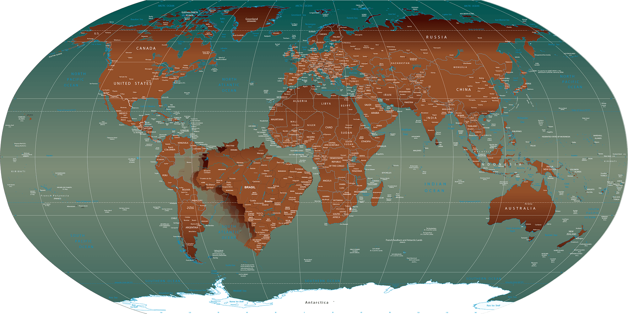 Papel De Parede Mapa Mundi Político - Papeis De Parede Politica Clipart (2000x1000), Png Download