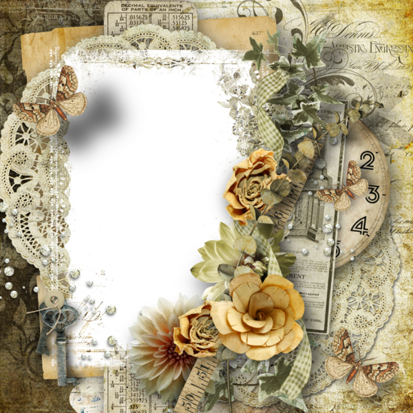 Vintage Frame Free Printable Tags, Note Paper, Frame - Molduras Florais Com Borboletas Clipart (600x600), Png Download