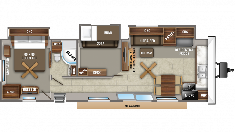 2020 Jay Flight Bungalow 40bhts Floor Plan Img - Floor Plan Clipart (1004x565), Png Download