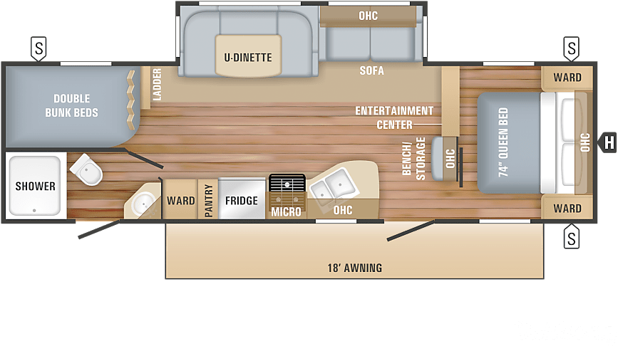 Tx Floorplan 2018 Jayco Jay Flight 28bhbe Deer Park, - 2018 Jay Flight 32bhds Clipart (900x600), Png Download