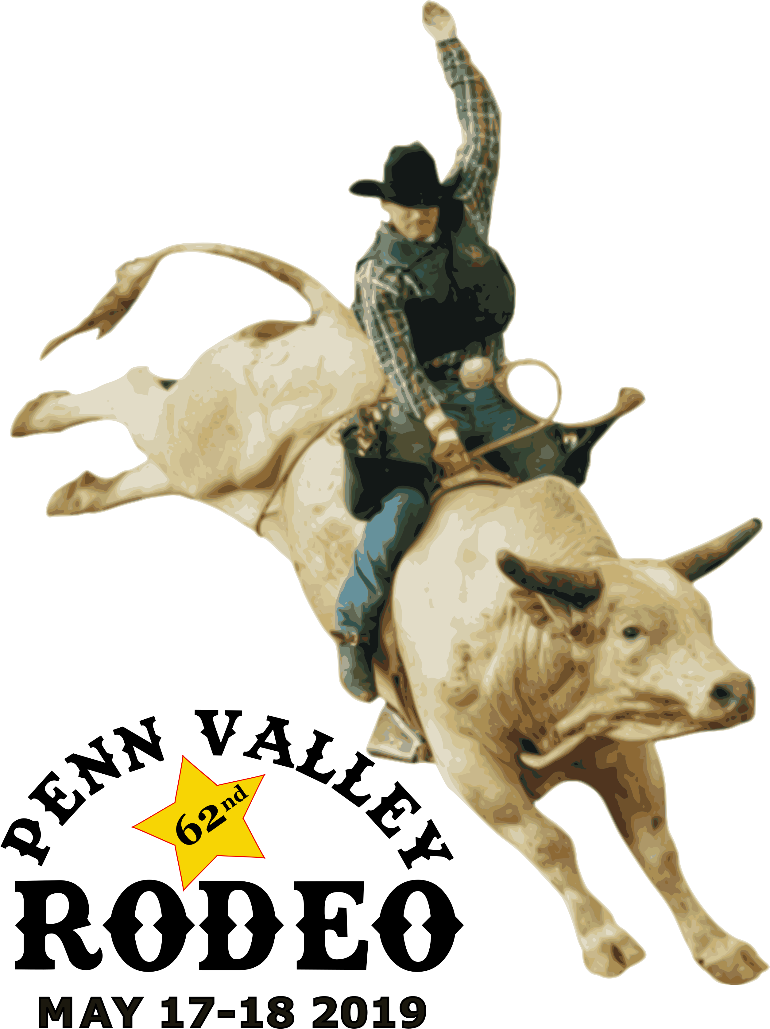 62nd Annual Penn Valley Rodeo Coming May 17-18 - Bull Riding Clipart (2700x3600), Png Download