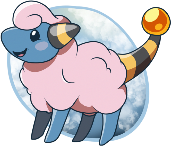 Shiny Mareep For @gothita I'm Gonna Do My Best To Get - Cartoon Clipart (664x568), Png Download