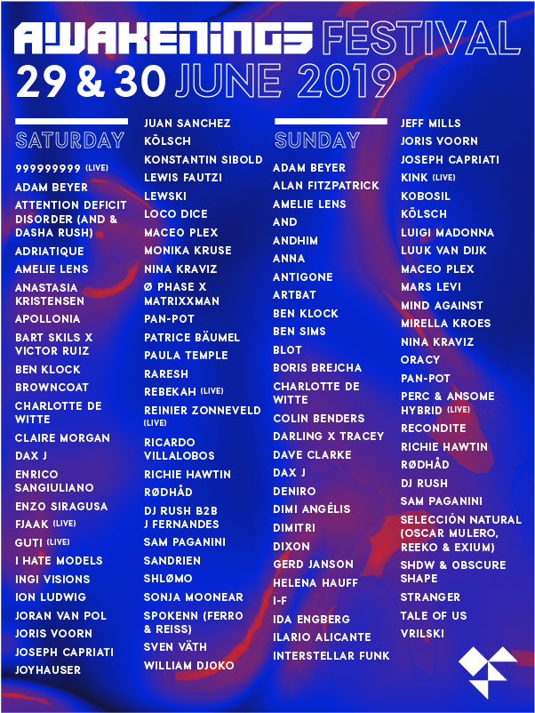 Awakenings Festival 2019 Lineup Clipart (801x801), Png Download