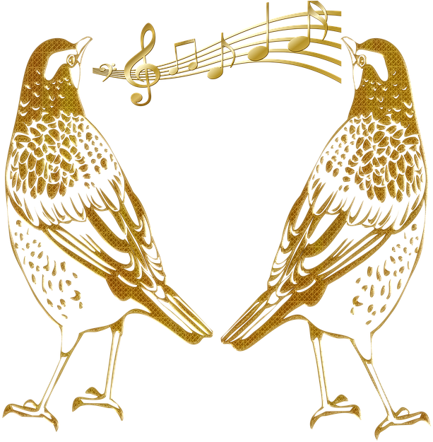 Birds Outline Birds Abstract Gold Embossed Singing - Открытки Международный День Музыки Clipart (720x720), Png Download