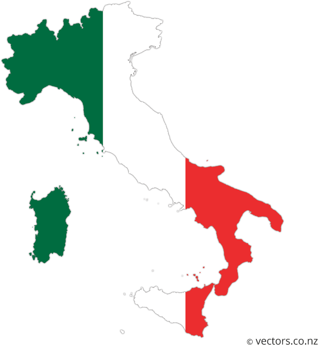 Flag Vector Map Of Italy - Italy Map Vector Png Clipart (619x671), Png Download
