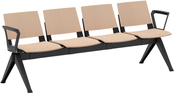 4 Seat Wooden Beam With Arms - Beam Clipart (602x628), Png Download