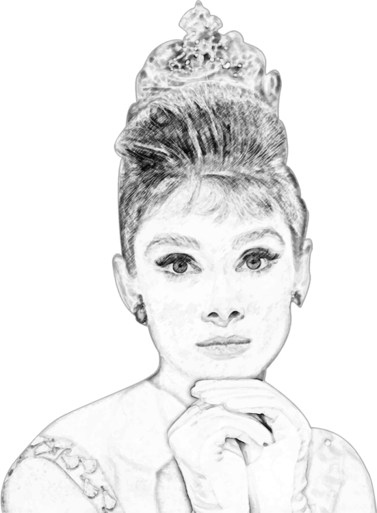 Drawing Portrait Pencil Black And White Art - Audrey Hepburn Drawing Png Clipart (551x750), Png Download