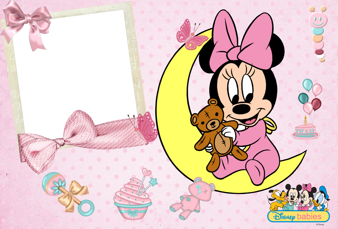 Marcos De Fotos Png Disney Baby ~ Marcos Gratis Para - Minnie Mouse Y Mickey Mouse Bebes Clipart (1133x768), Png Download
