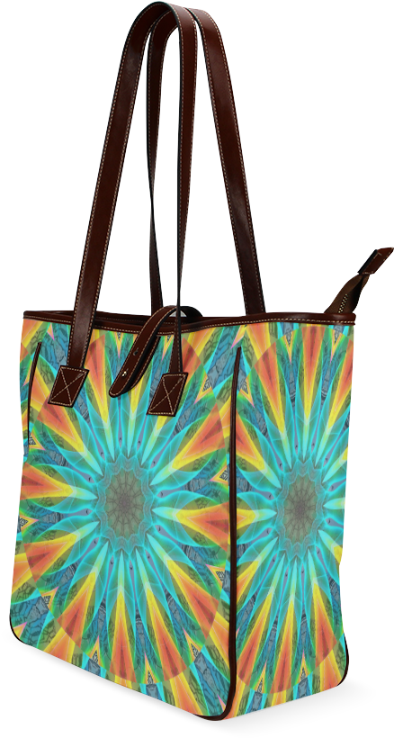 Aqua Gold Joy To The World Flowers, Zen Rainbow - Tote Bag Clipart (523x911), Png Download