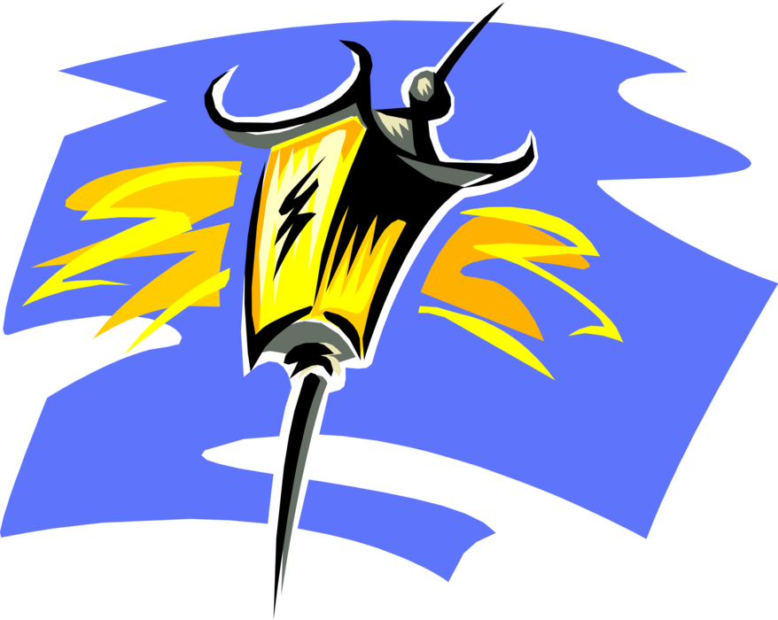 Vector Illustration Of Street Lantern Lamppost Street - Illustration Clipart (878x700), Png Download