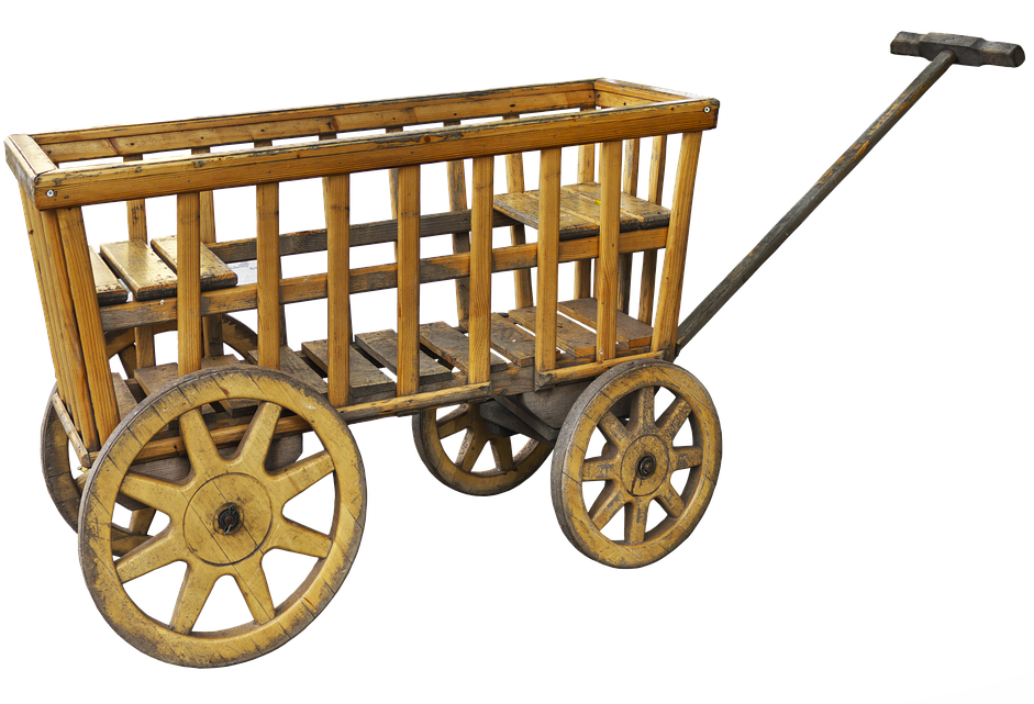 Cart, Handcart, Stroller, Wood Car, Wooden Cart, Towbar - Wood Stroller Clipart (960x640), Png Download