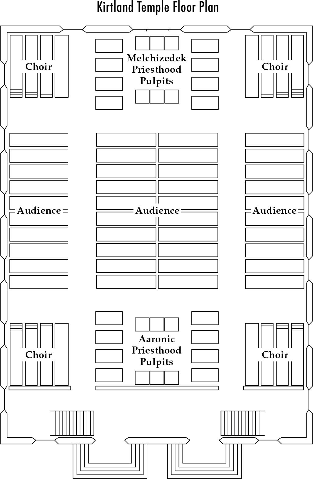 An Outline Of The Main Floor Of The Kirtland Temple - Kirtland Temple Floor Plan Clipart (1029x1590), Png Download