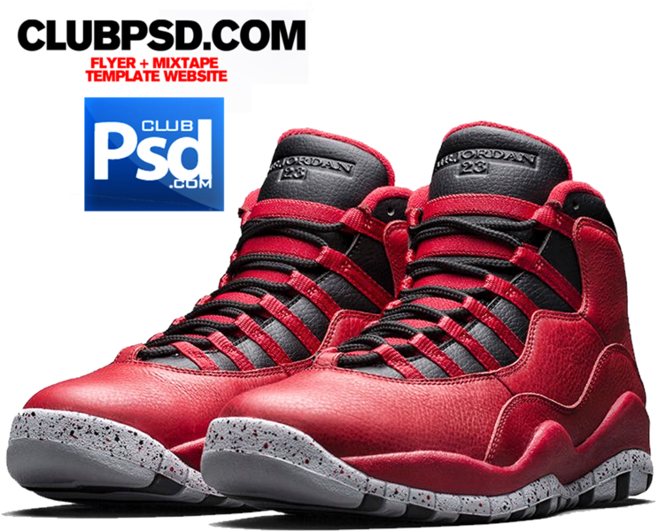 Jordan Sneakers - Red Jordan 10 Clipart (743x600), Png Download