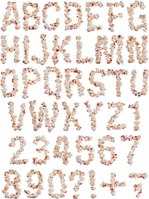 Popcorn Food Font - Motif Clipart (595x801), Png Download