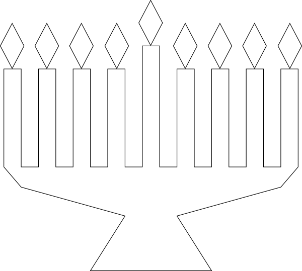 Black And White Menorah Clip Art - Png Download (600x539), Png Download