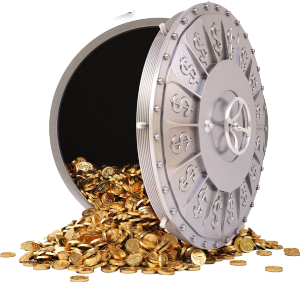 #bank #vault #gold - Bank Vault With Money Png Clipart (596x559), Png Download