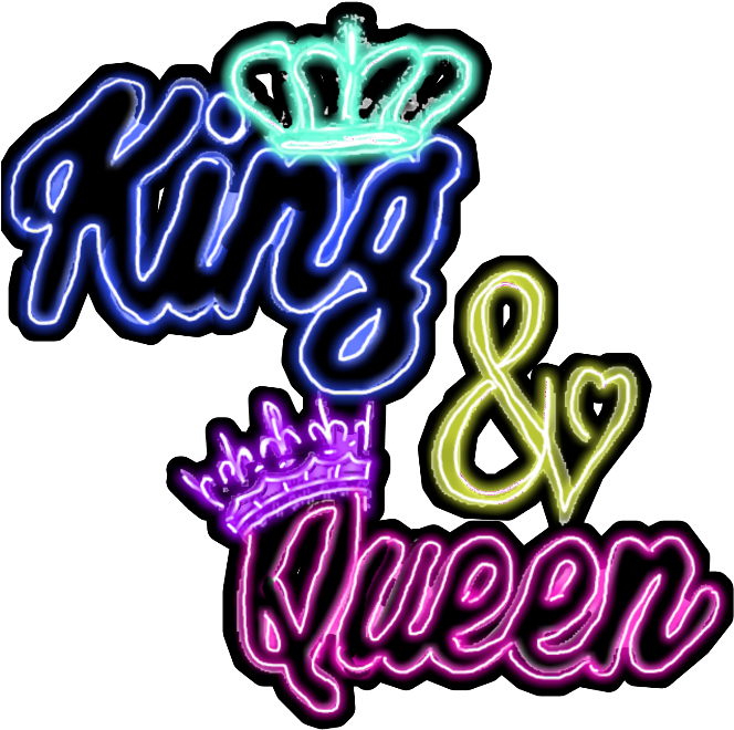 #neon #king #queen #clown - King Y Queen Stickers Clipart (664x660), Png Download