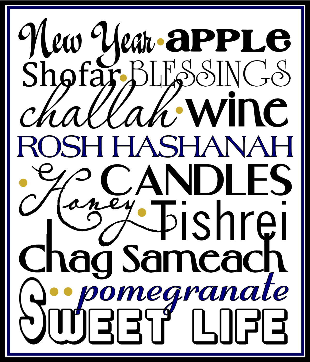 Rosh Hashanah Subway Art Printable - American Signature Clipart (1282x1496), Png Download