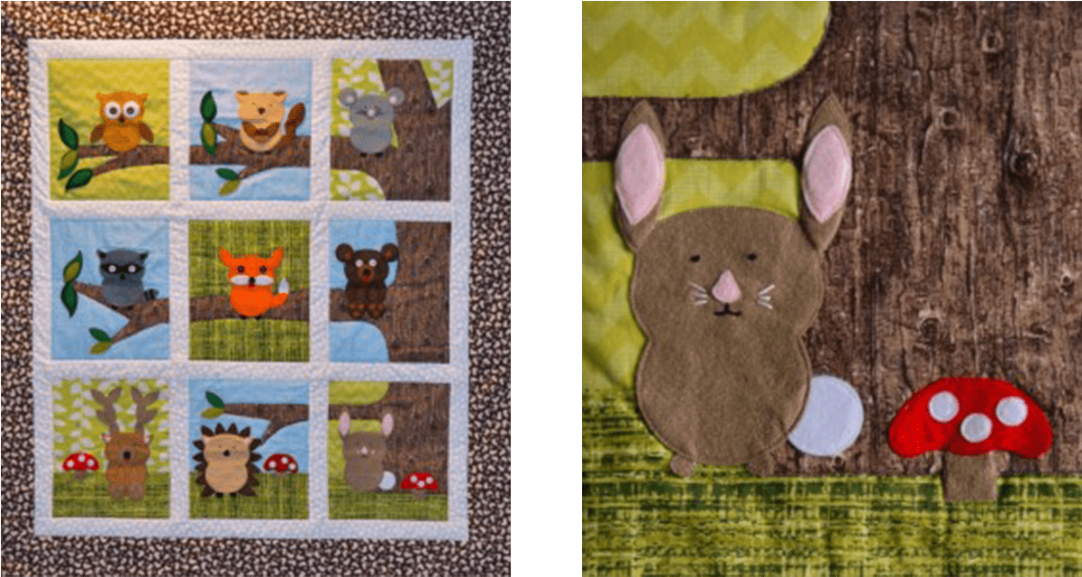Forest Friends Quilt - Quilt Patterns Forest Animals Clipart (1200x800), Png Download