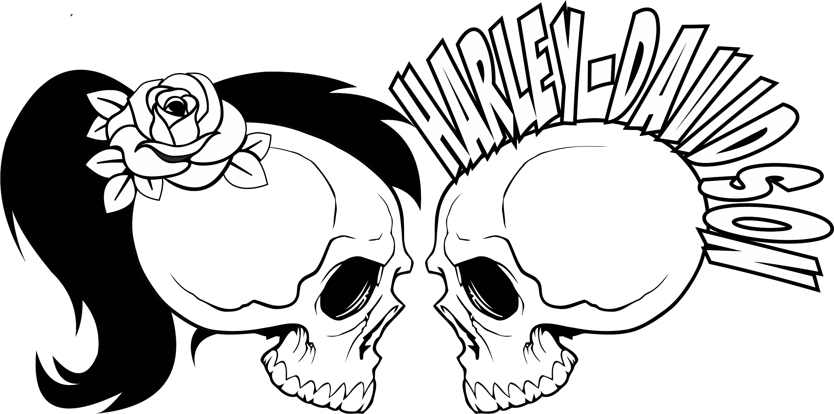 Harley Decals Airbrush Gas Tank Stencils Vinyl - Girly Harley Davidson Stencil Clipart (2667x1324), Png Download