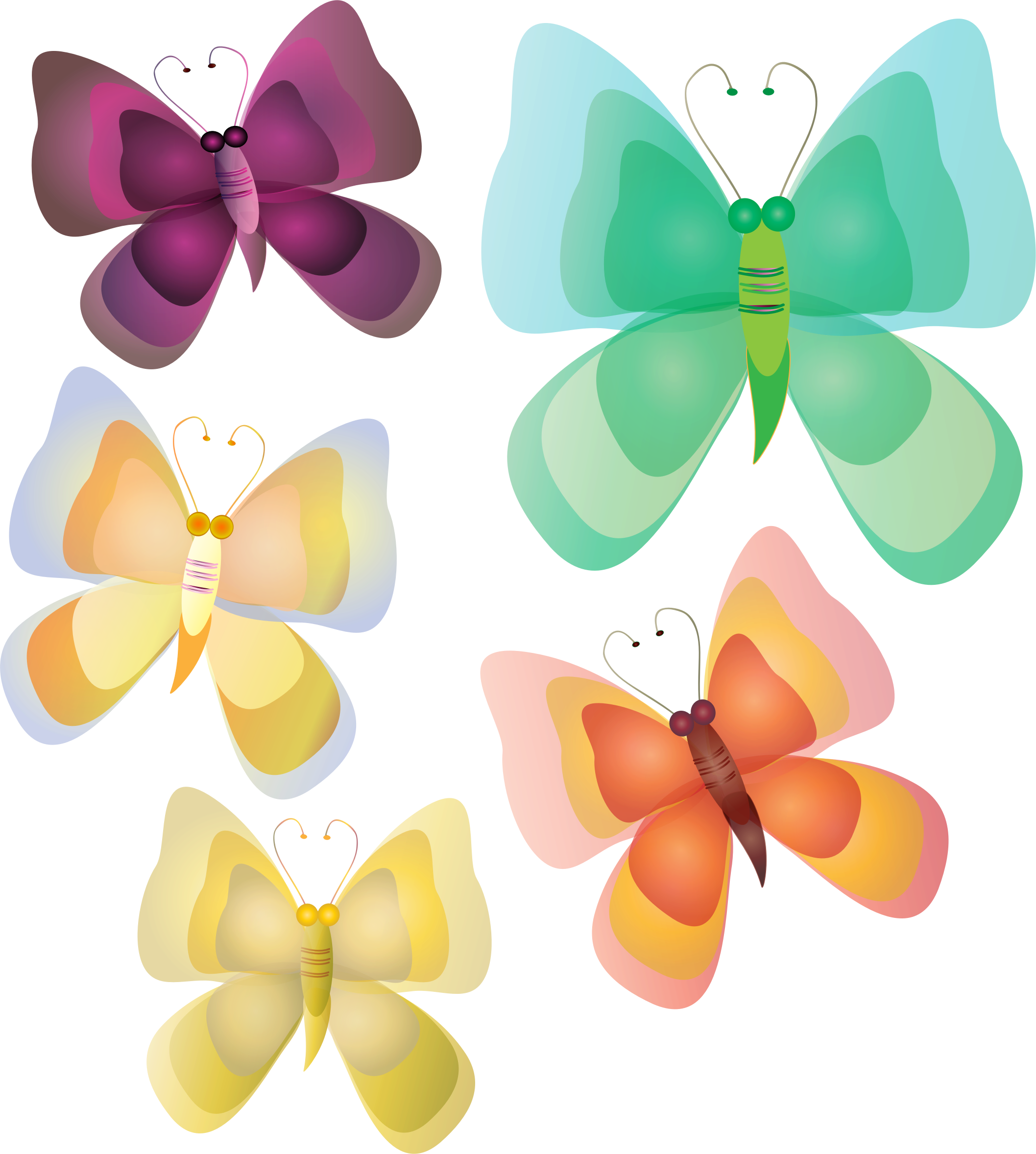 Clip Arts Related To - Cartoon Butterflies Clipart - Png Download (2115x2356), Png Download