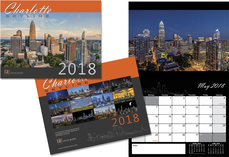 2018 Charlotte Skyline Calendar - Cityscape Clipart (818x510), Png Download