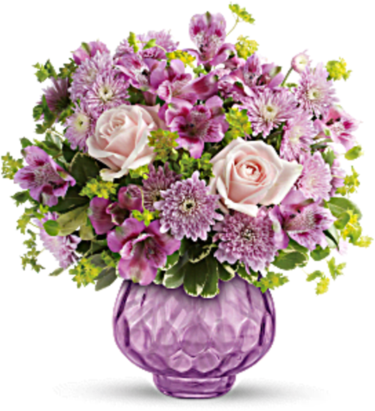 Lavender Silk - Teleflora Monarch Garden Bouquet Clipart (600x673), Png Download