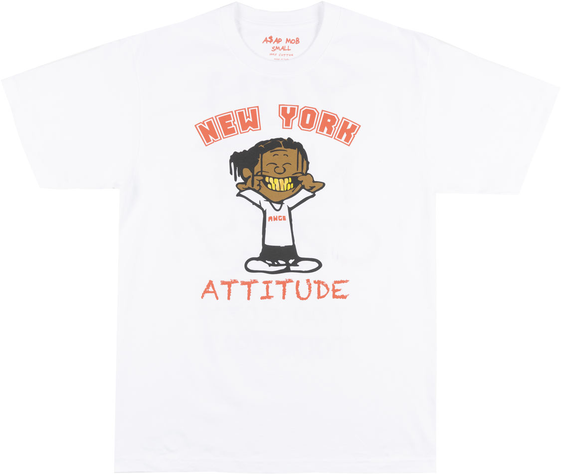 Asap Mob New York Attitude T-shirt Mens White Awge - Asap Mob Cozy Tapes Shirt Clipart (1163x1000), Png Download